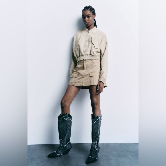 Zara Rhinestone Denim Cowboy Boots - Picture 7 of 10